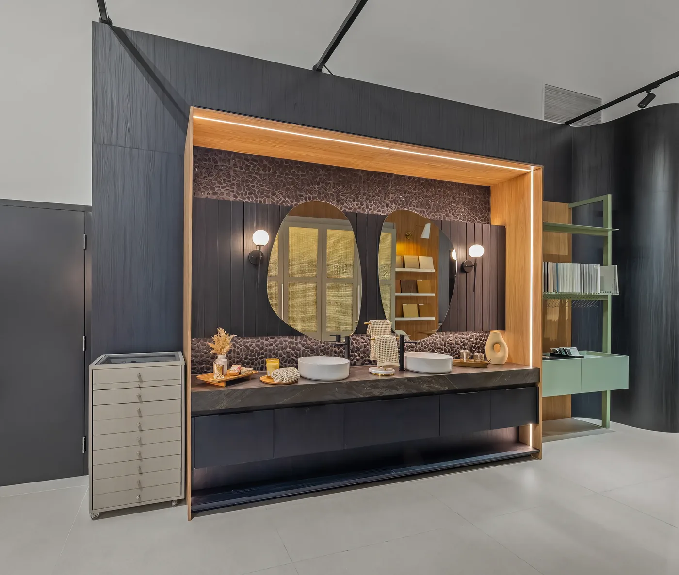 Vanity and cabinetry vignette in the Barry Neal design studio